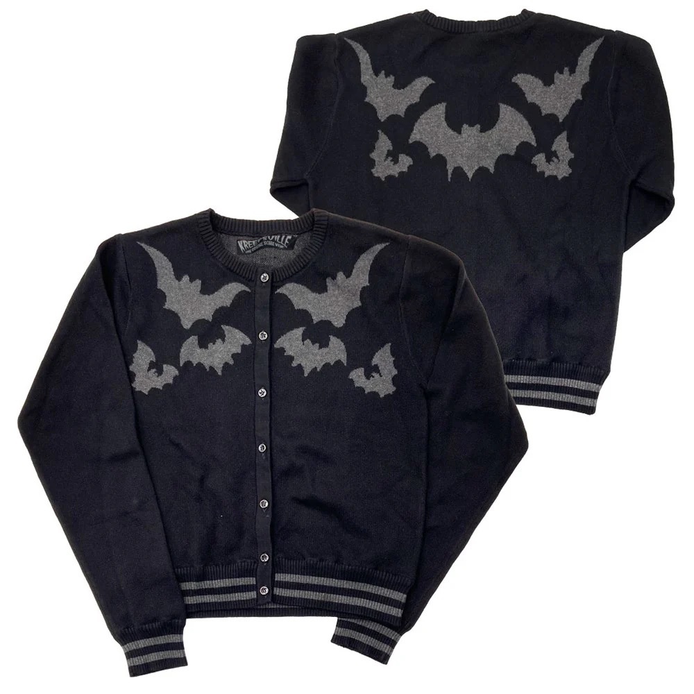 Kreepsville goth psychobilly cardigan BATS XXL